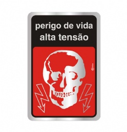 PLACA INDICA 16X25 PERIGO DE MORTE  ALTA TENSAO - 1172